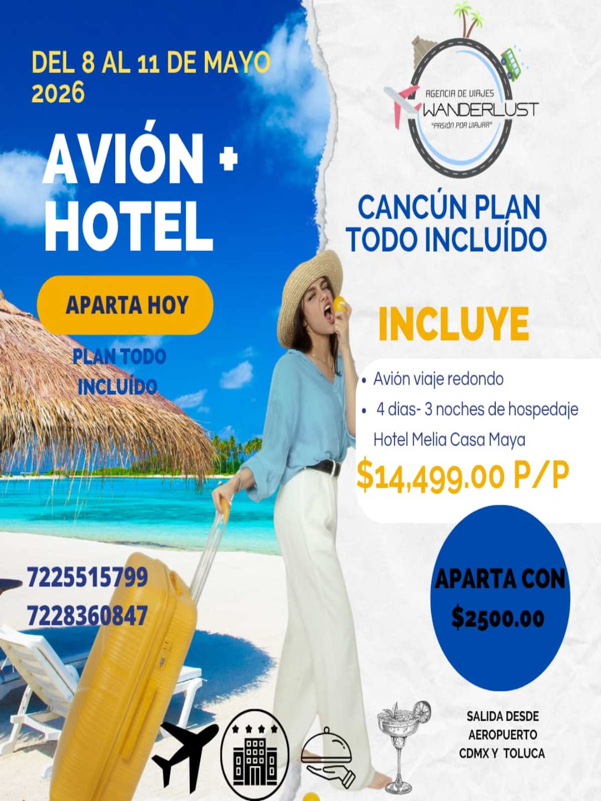 Playa turquesa y zona hotelera de Cancún, Quintana Roo